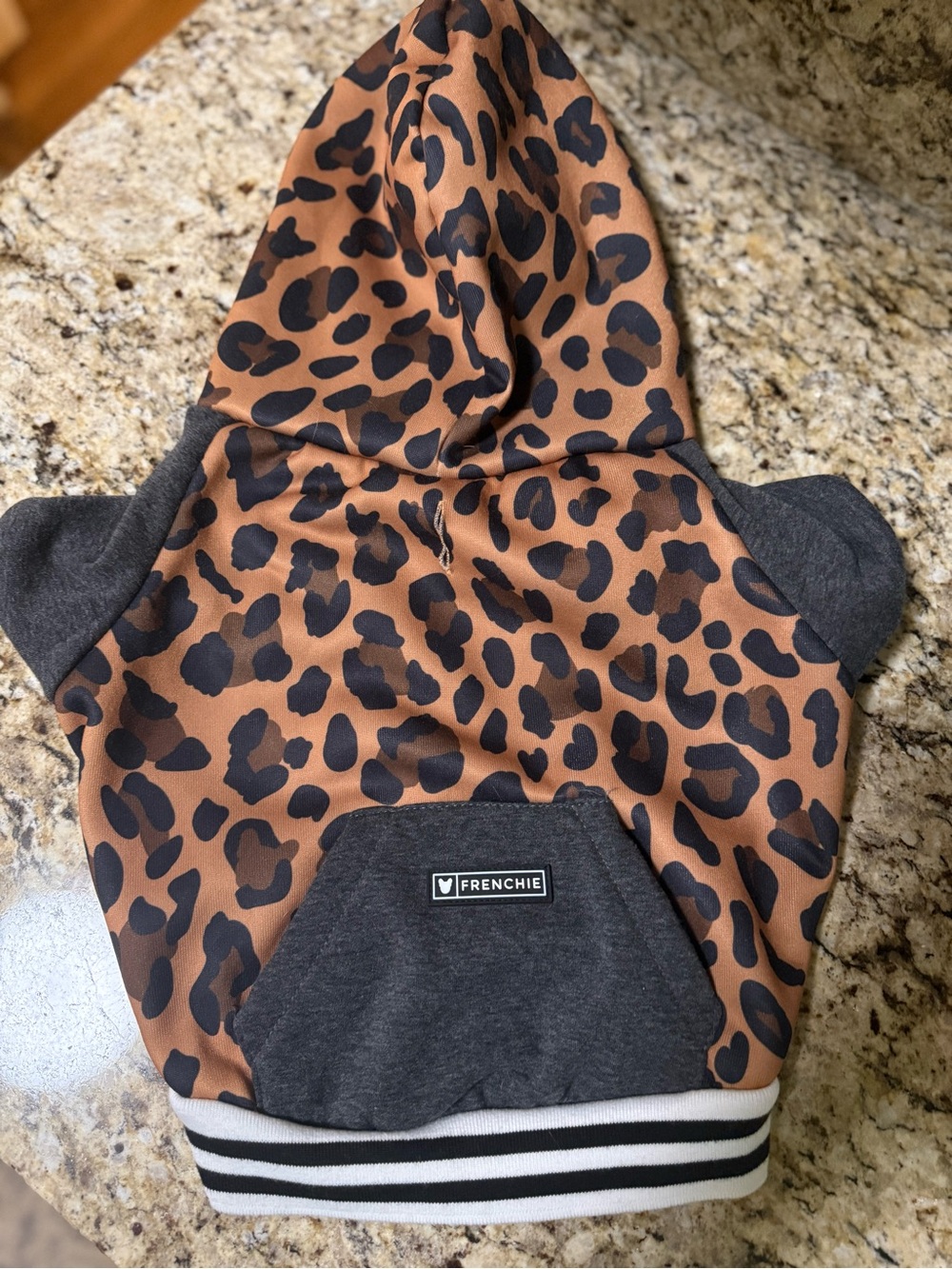 Frenchie Leopard Print Brown & Black Dog Hoodie